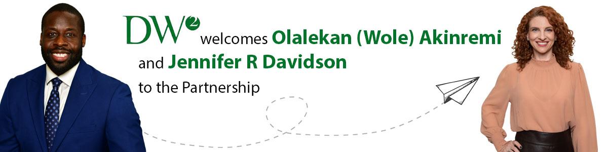DWW Announces 2 New Partners: Olalekan (Wole) Akinremi and Jennifer R Davidson