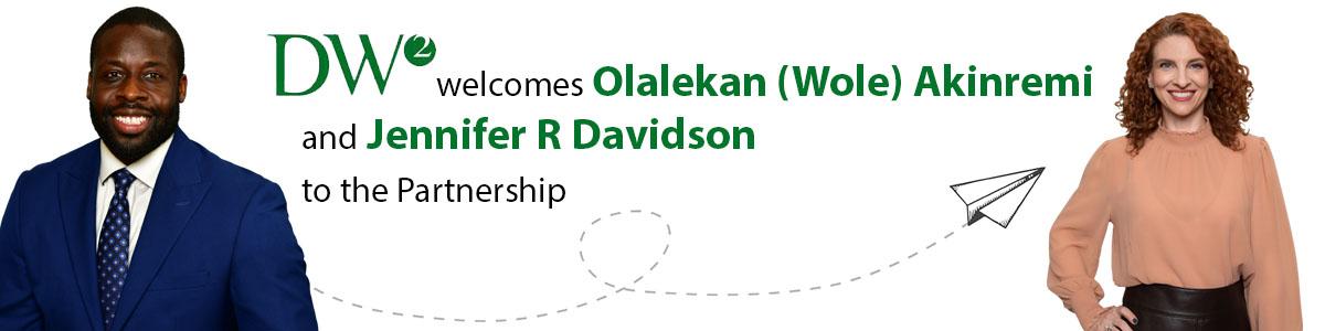 DWW Announces 2 New Partners: Olalekan (Wole) Akinremi and Jennifer R Davidson