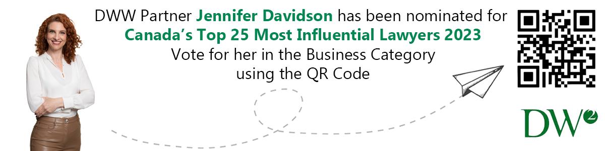 Jennifer Davidson Nominated for Canadian Lawyer Magazine's Top 25 Most Influential Lawyer