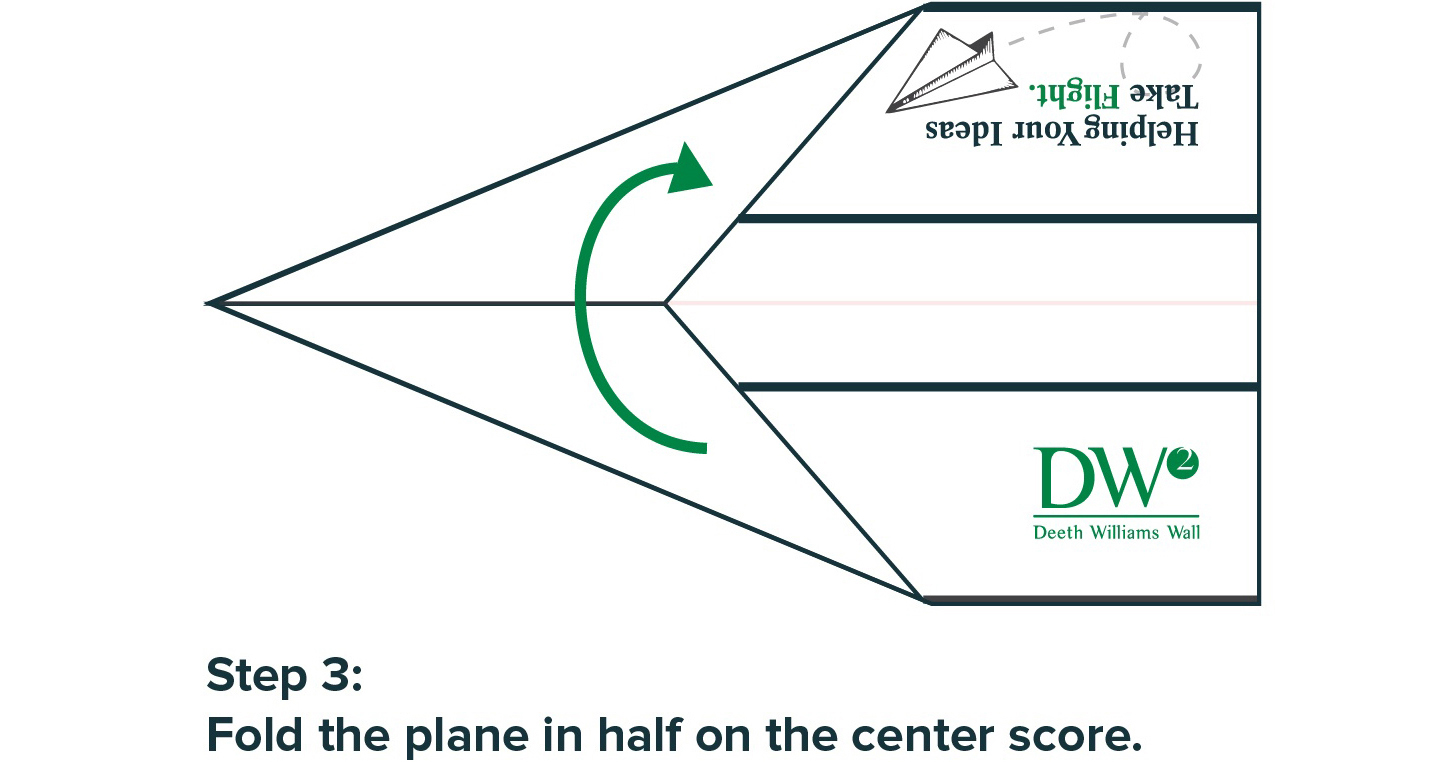 Step 3: Fold the plane in half on the center score.